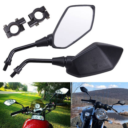Solidspare Pair 7/8" Motorcycle Rear View Side Mirrors For Suzuki Honda Kawasaki Handle Bar