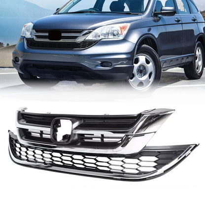 Solid Spare FOR HONDA CRV CR-V 2010 2011 FRONT BUMPER UPPER & LOWER GRILL GRILLE ABS CHROME