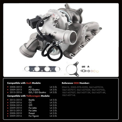 Solidspare New Turbo Turbocharger 2.0T For VW Jetta GLI Passat Beetle Tiguan Audi DOHC CCTA