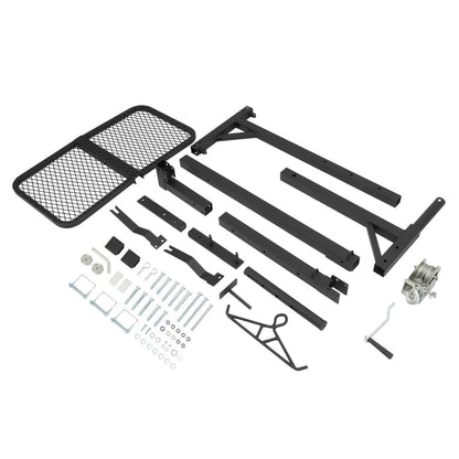 Solid Spare 400lbs 360° Swivel Hitch Mount Deer Hanger Game Hoist w/ Lifting System Platform