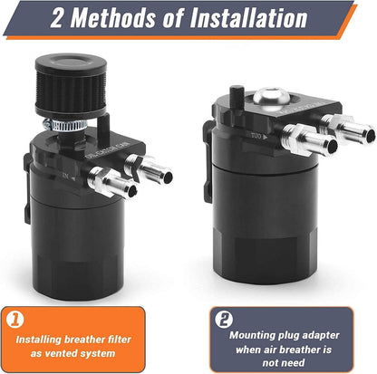 Solidspare Universal Oil Catch Can Kit Reservoir Baffled Tank with Breather Filter Aluminum