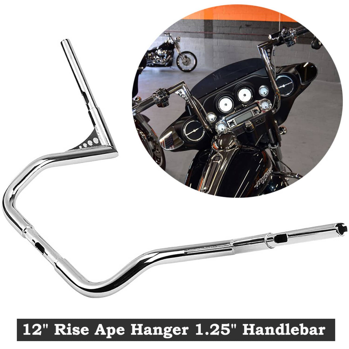 Solidspare 12" Ape Hangers Bars 1-1/4" Handlebar For Harley Electra Glide Ultra Classic FL
