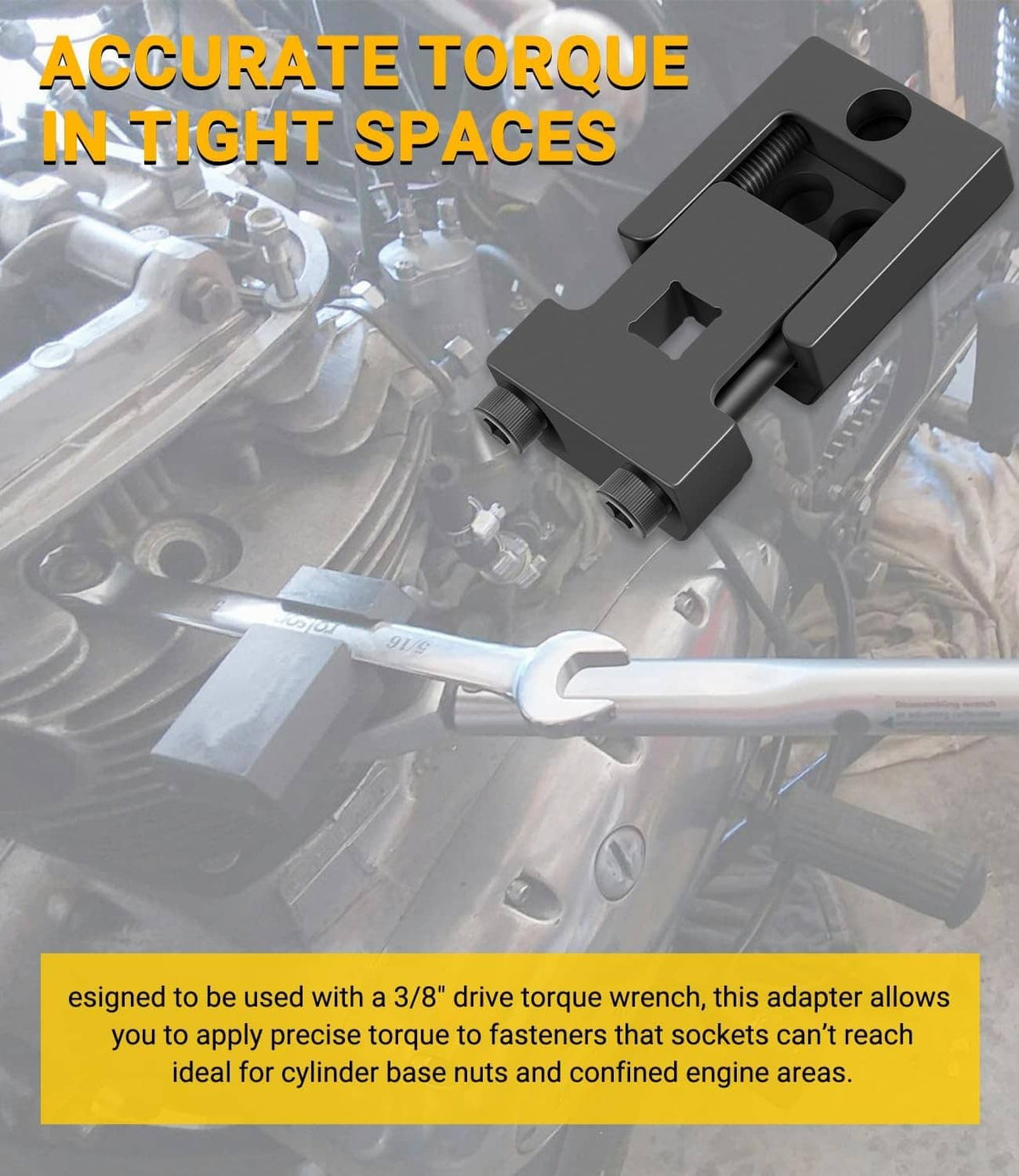Solid Spare 08-0380 Adjustable Torque Wrench Adapter for 6-19mm Metric / 1/4"-3/4" Wrenches