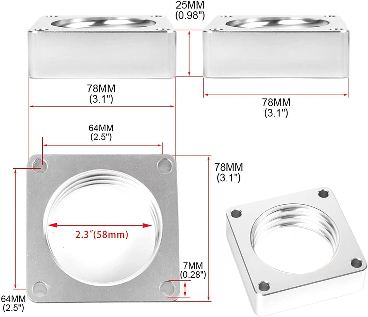 Solidspare New 4-Bolt Throttle Body Spacer for 1987-2006 Jeep XJ YJ TJ WJ 4.0L 2.5L Silver