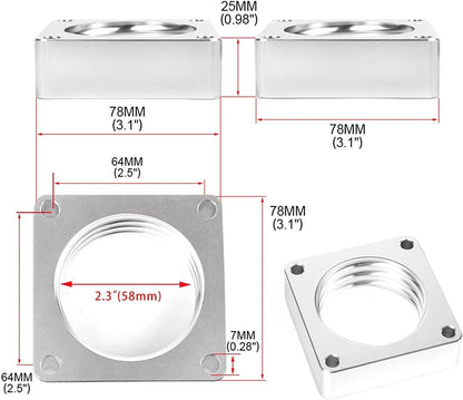 Solidspare New 4-Bolt Throttle Body Spacer for 1987-2006 Jeep XJ YJ TJ WJ 4.0L 2.5L Silver