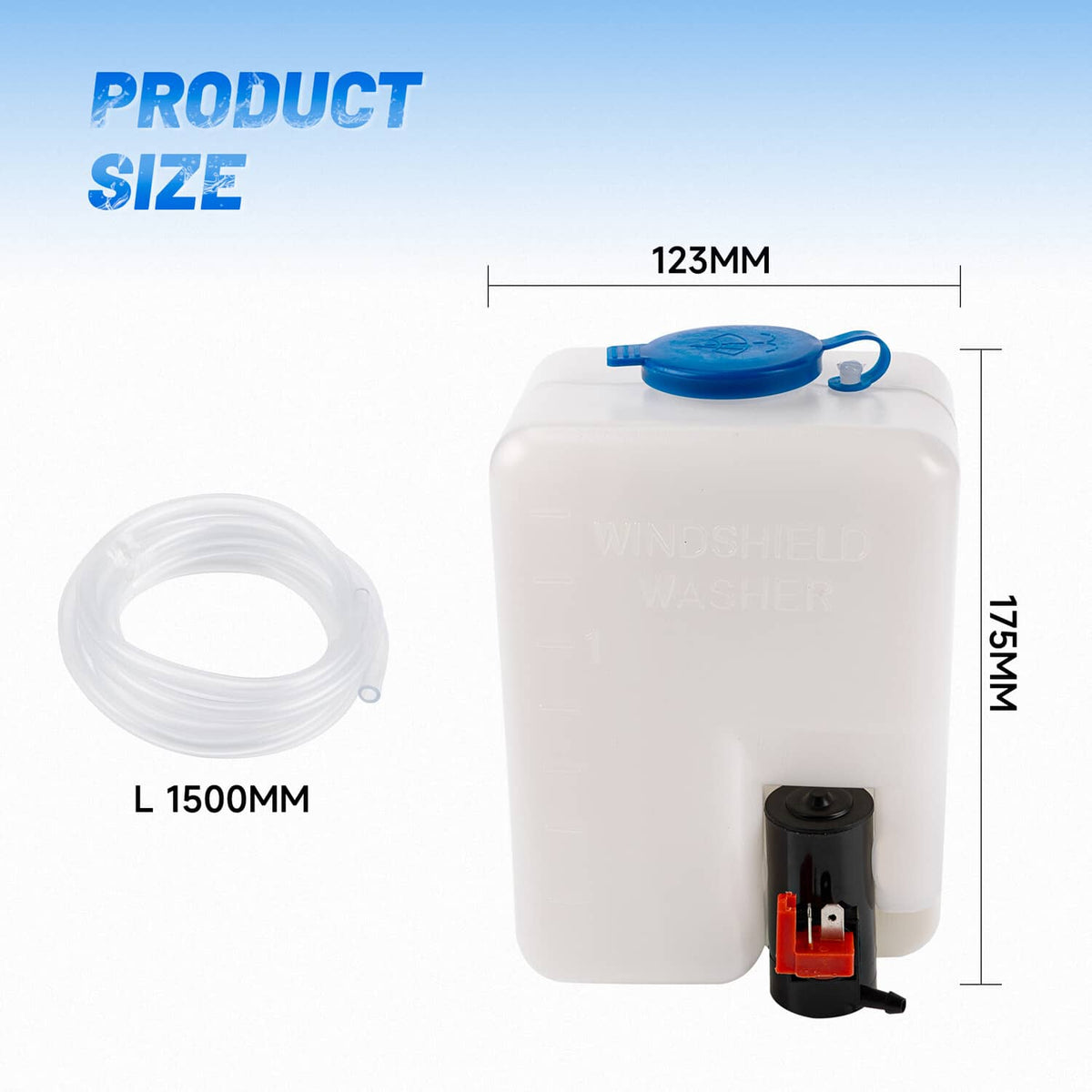 Solidspare Windshield Washer Bottle Tank Pump Wiper System Reservoir Kit 12V Universal 1.5L