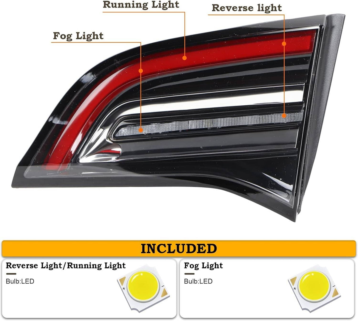 Solidspare New assenger Inner Tail Light Brake Lamp Right 4PIN For 21-23 Tesla Model 3 / Y