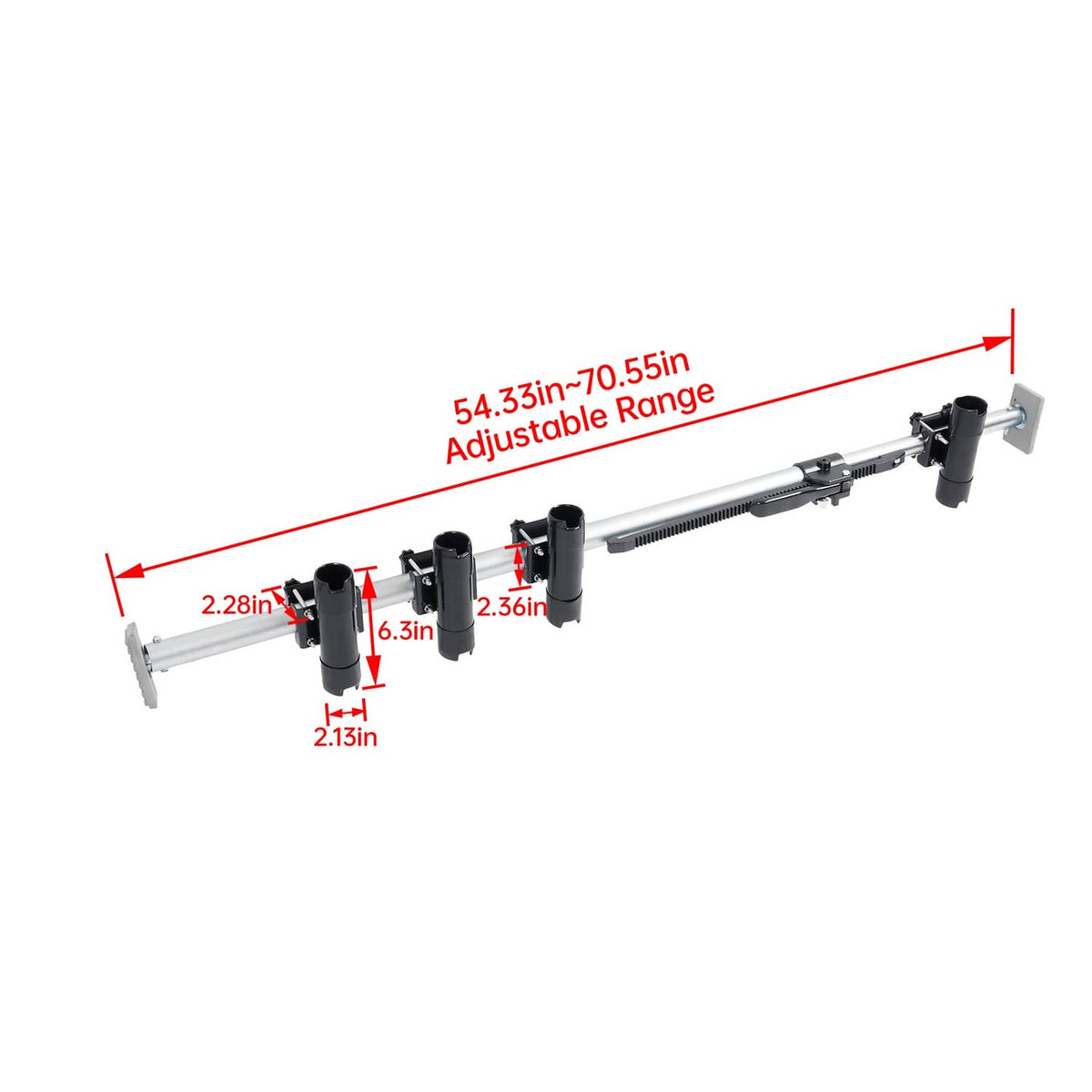Solid Spare Truck Bed Rod Rack Fishing 4 Rod Holder Aluminum Adjustable Pickup Silvery Black