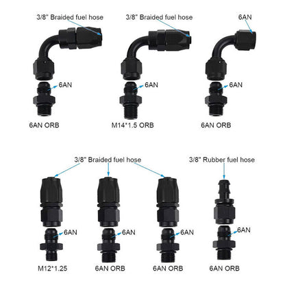 Solidspare Universal Fuel Pressure Regulator Kit 100psi Guage AN6 Fuel Line Hose Fittings