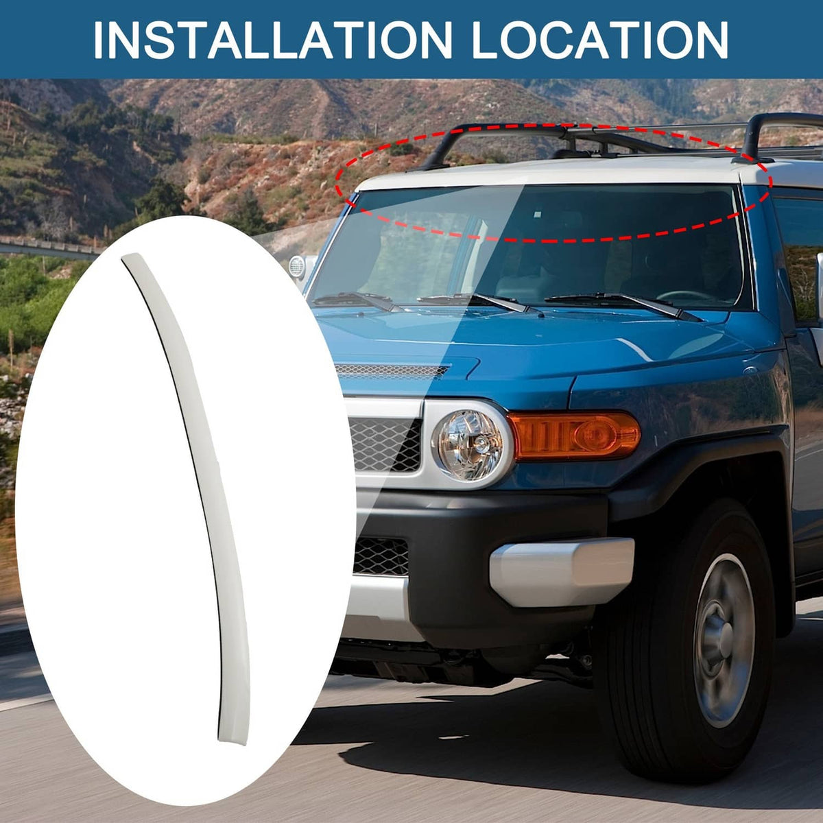 Solidspare Front Windshield Upper Reveal Molding for 07-14 Toyota FJ Cruiser 75503-35061-A0