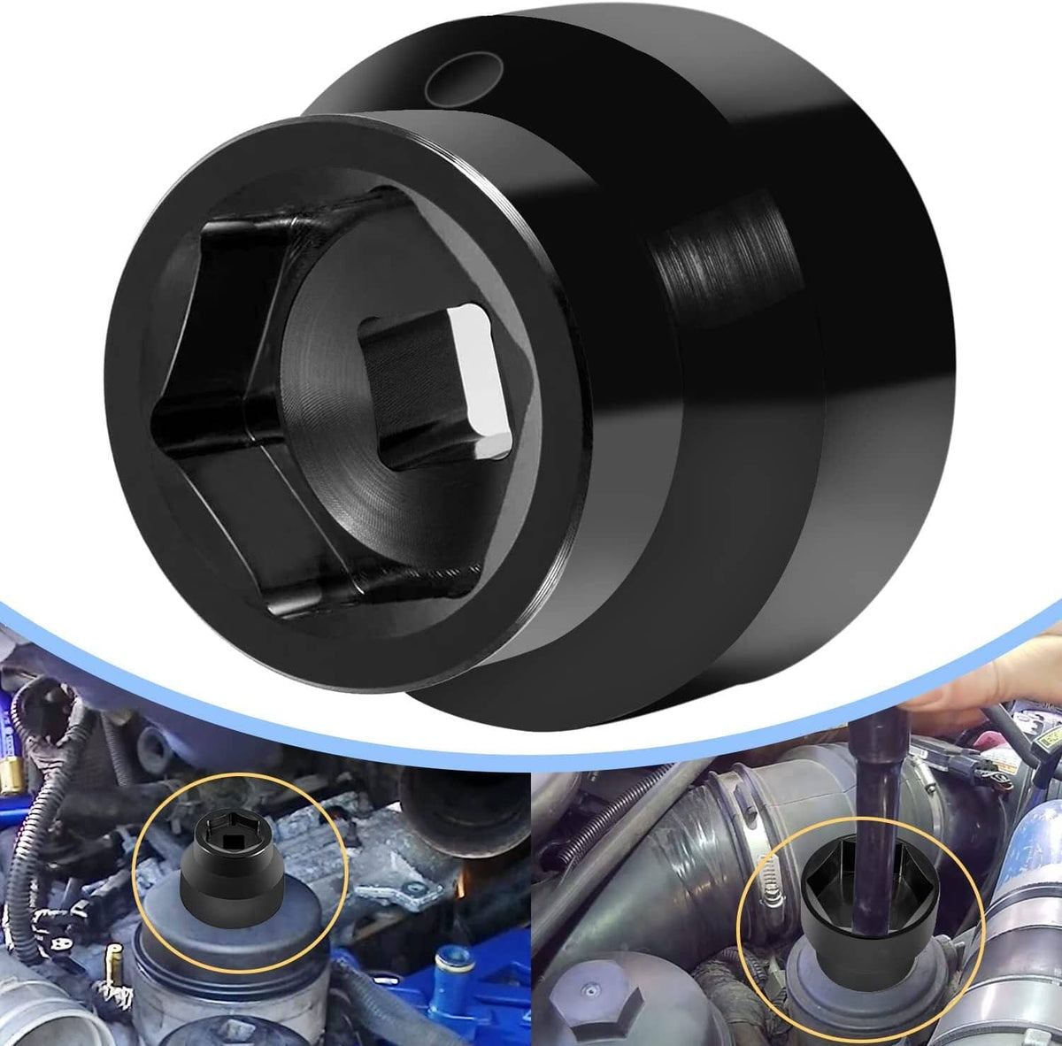 Solid Spare Oil Filter Socket 24mm / 36mm for 2003-2010 Ford 6.0L / 6.4L Powerstroke Diesel