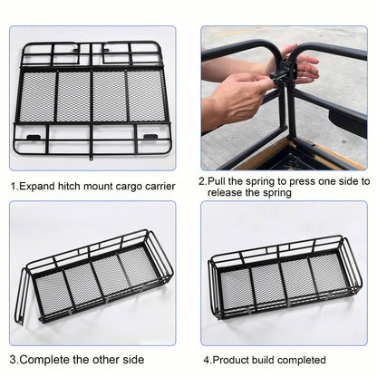 Solidspare 500lbs Car SUV Folding Rack Cargo Basket Trailer Hitch Mount Luggage Carrier New