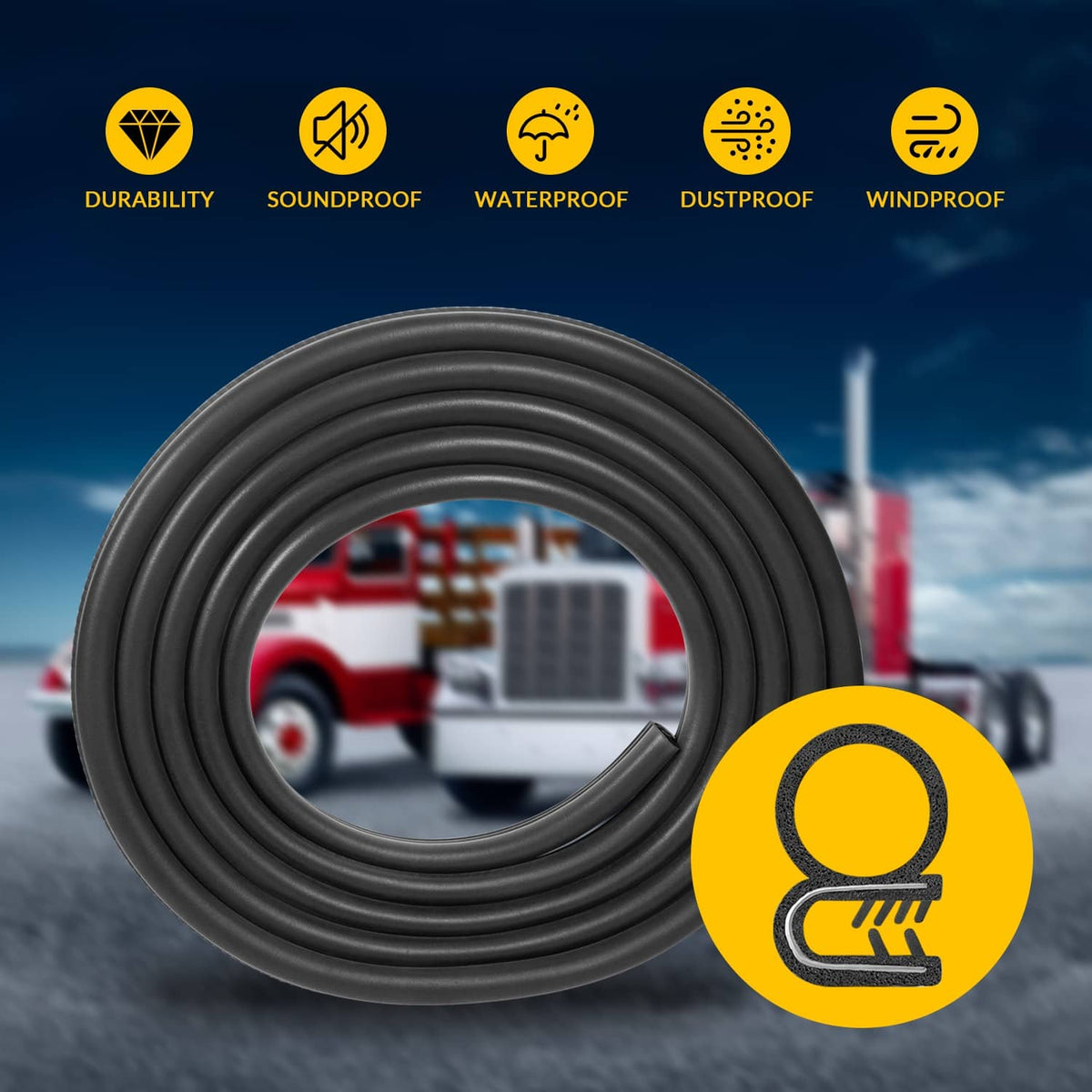 Solidspare R60-6001-650 Door Seal Weatherstrip 13ft for Peterbilt 377/359/370/380 1986-2007