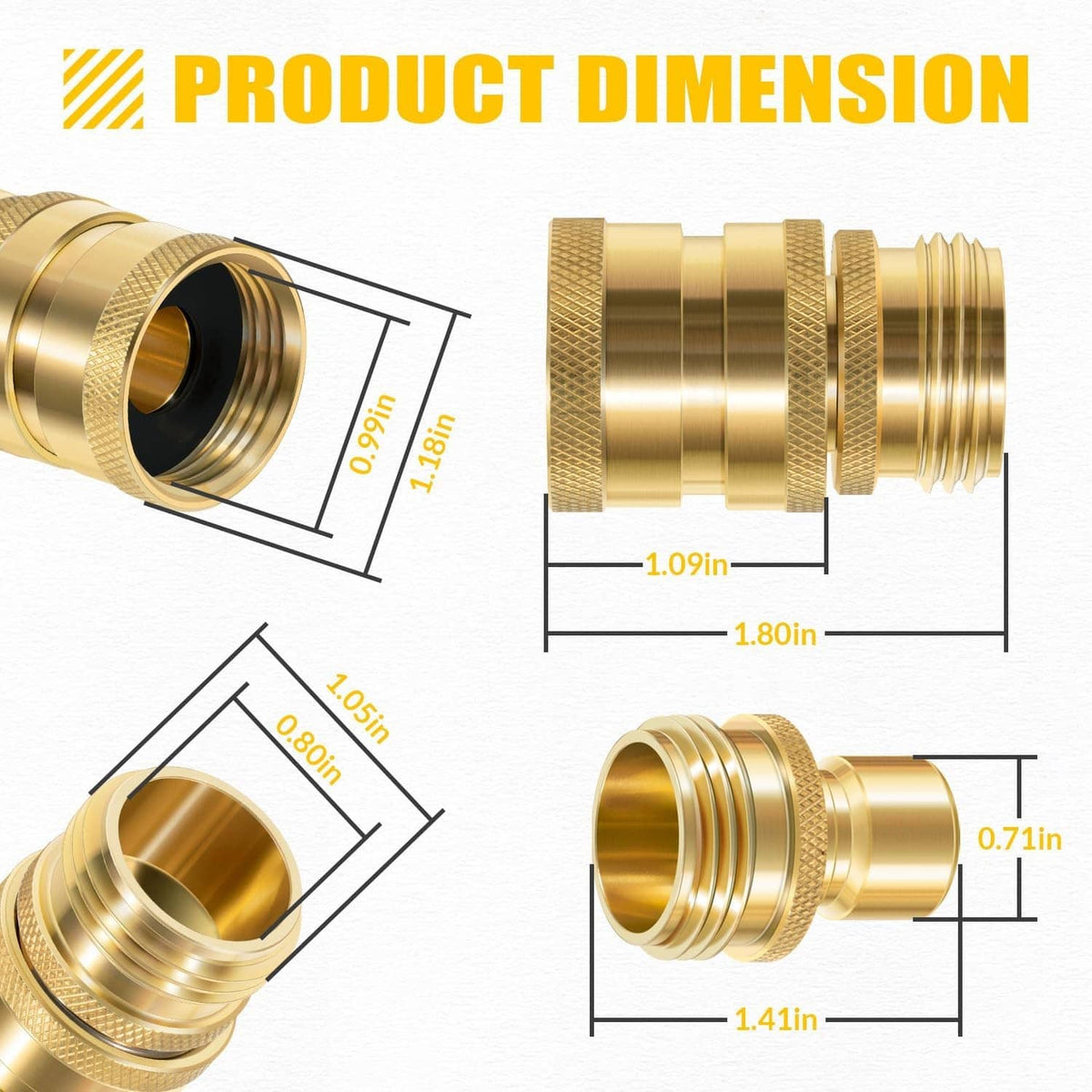 Solidspare Hose Quick Disconnect Set Brass 3/4” GHT Male x Female Replace for Dramm 22729
