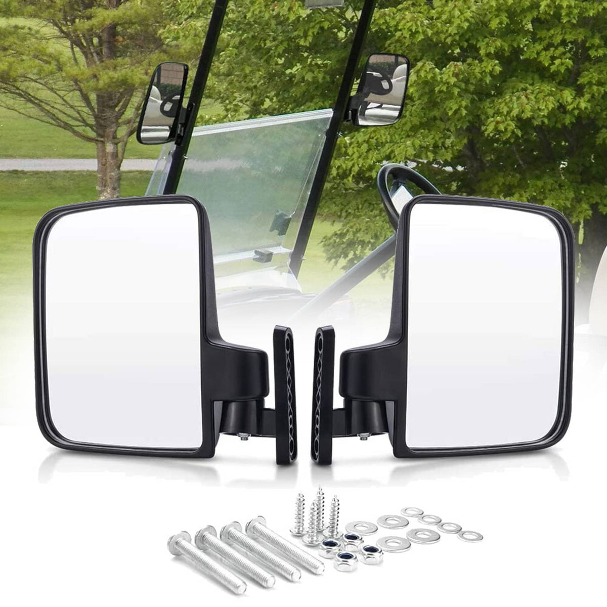 Solidspare Golf Cart Mirror No Drilling Side Rear View Mirrors for Yamaha EZGO Club Car
