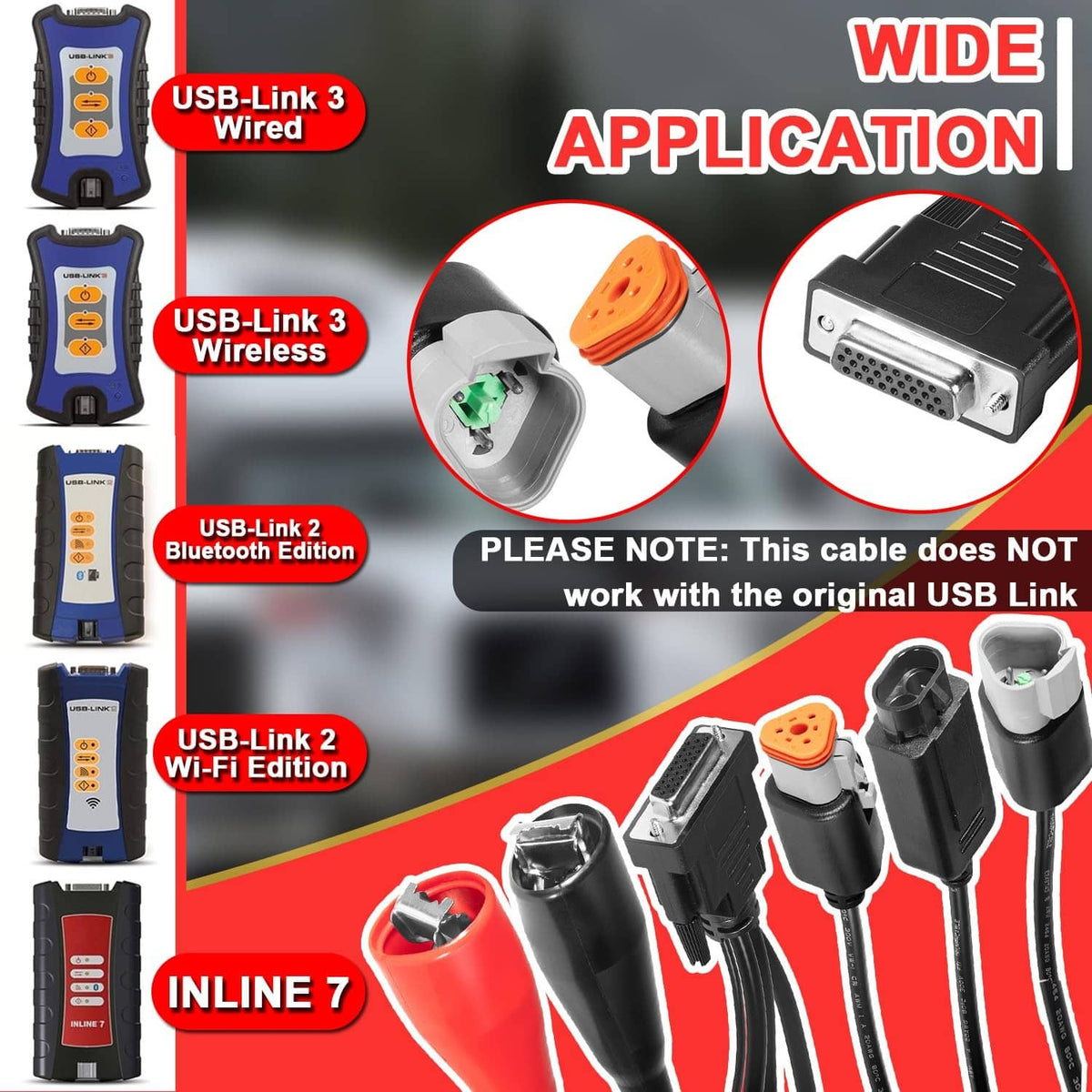 Solid Spare 493033 3-Pin Deutsch 2-Pin Cummins Adapter For Nexiq USB Link 2&3, Cummins J1939