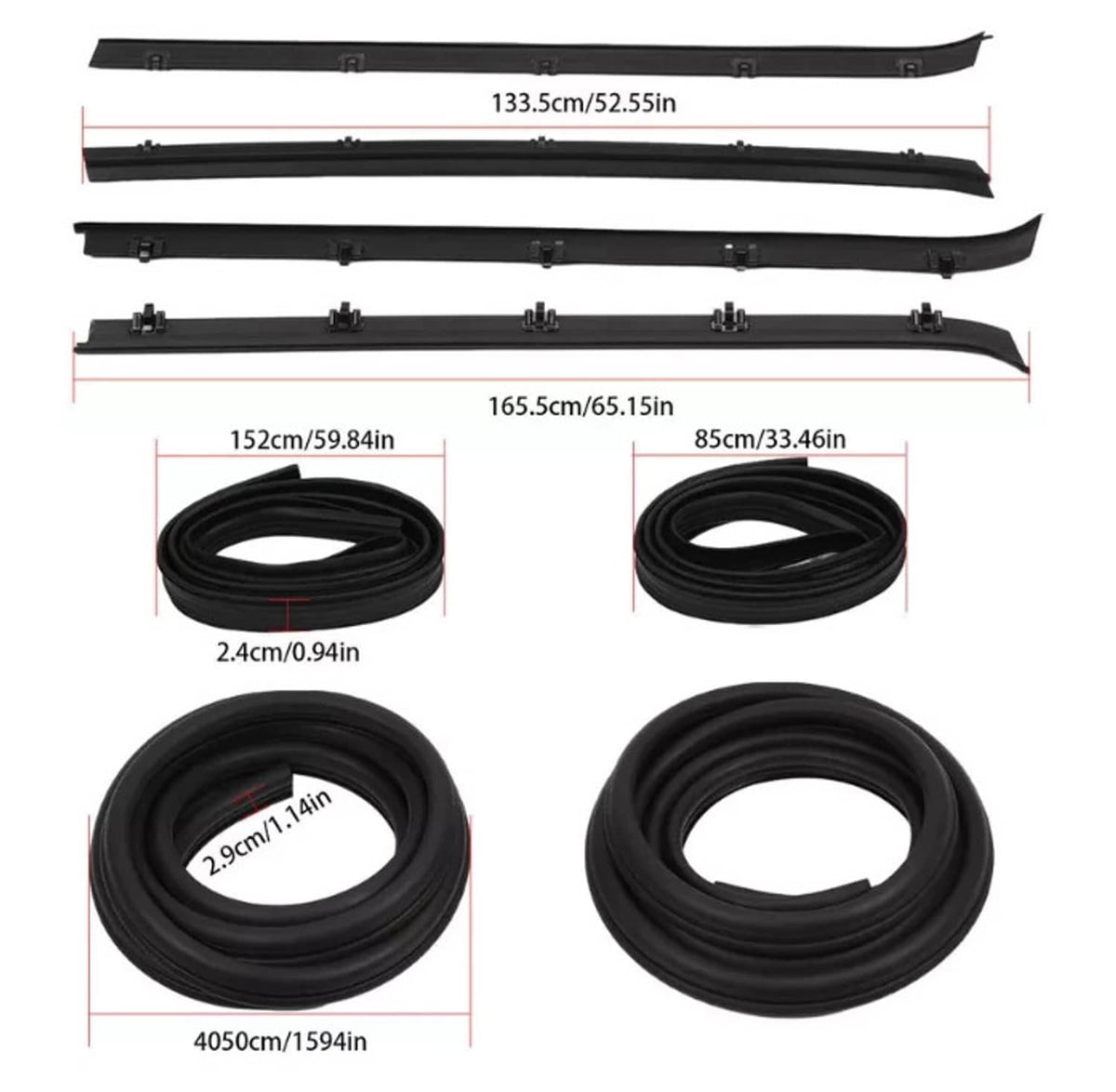 Solidspare Front Door Window Run Sweep Felts Weatherstrip Seals Kit for Chevy GMC Truck