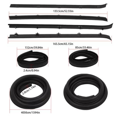 Solidspare Front Door Window Run Sweep Felts Weatherstrip Seals Kit for Chevy GMC Truck