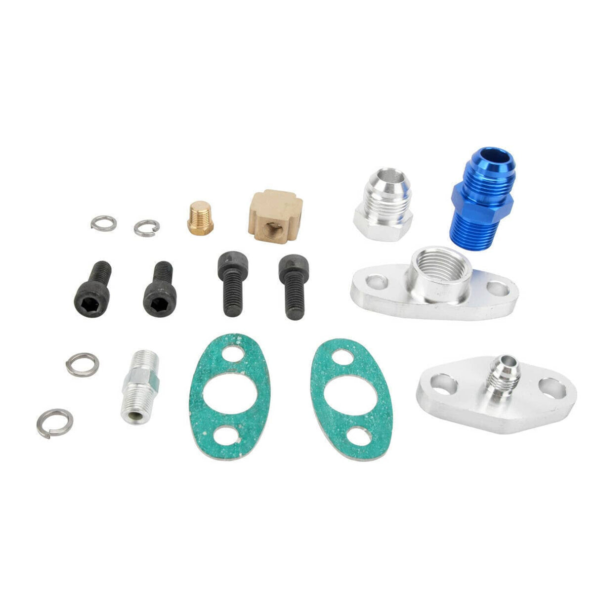 Solidspare Turbo Charger Oil Drain Return Line Oil Feed Complete Set For T3 T4 T70 T66 GT35