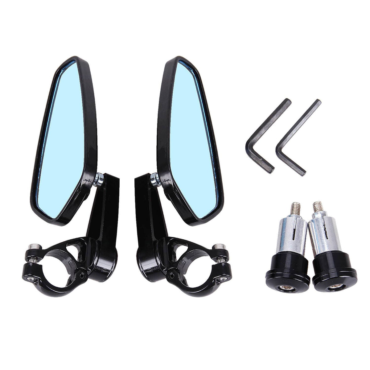 Solidspare 7/8" Universal Handle Bar End Rearview Side Mirrors For Honda Yamaha Kawasaki
