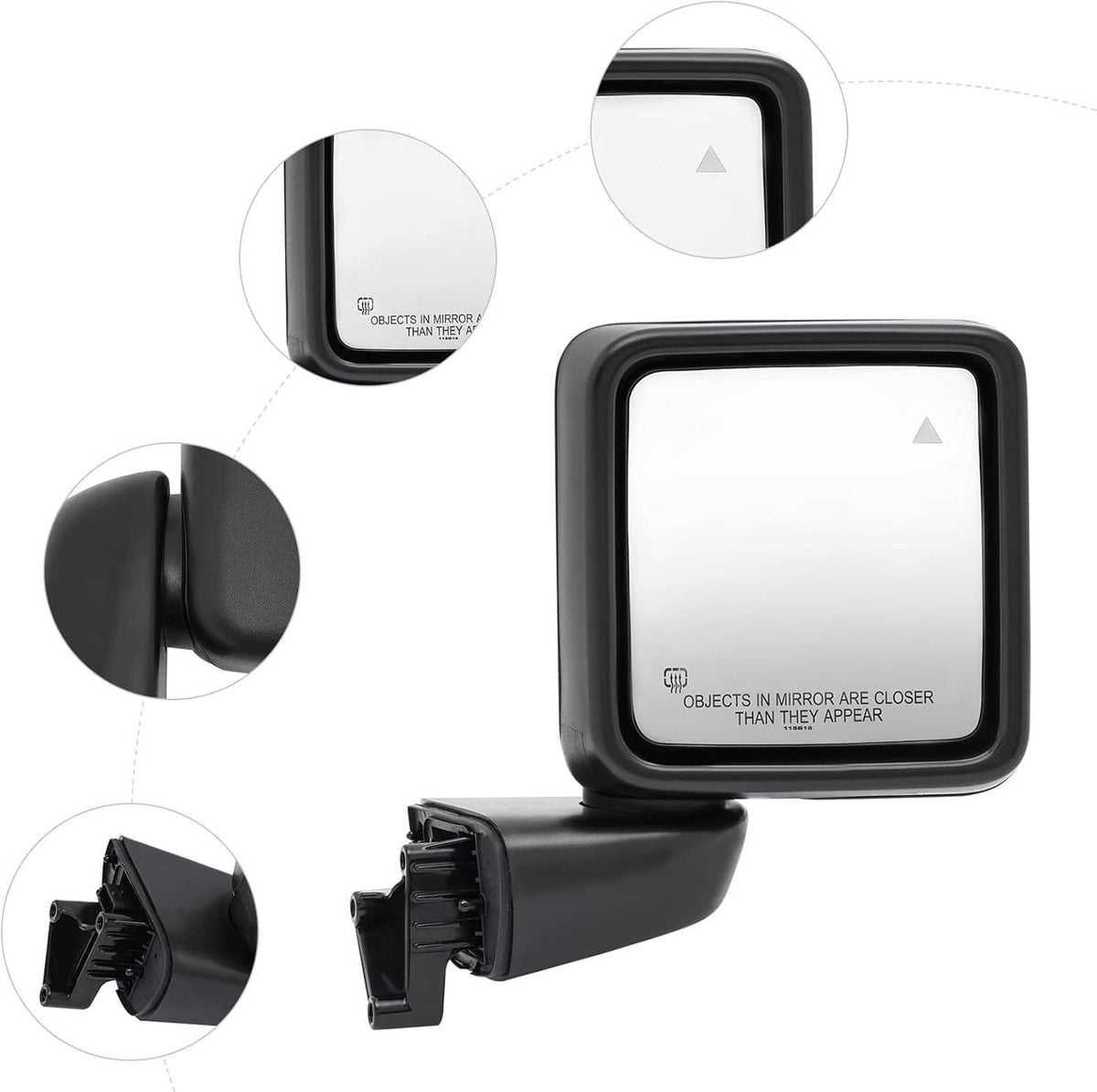 Solidspare Rear Mirror w/Blind Spot Left & Right Side For 2018-2025 Jeep Wrangler Gladiator