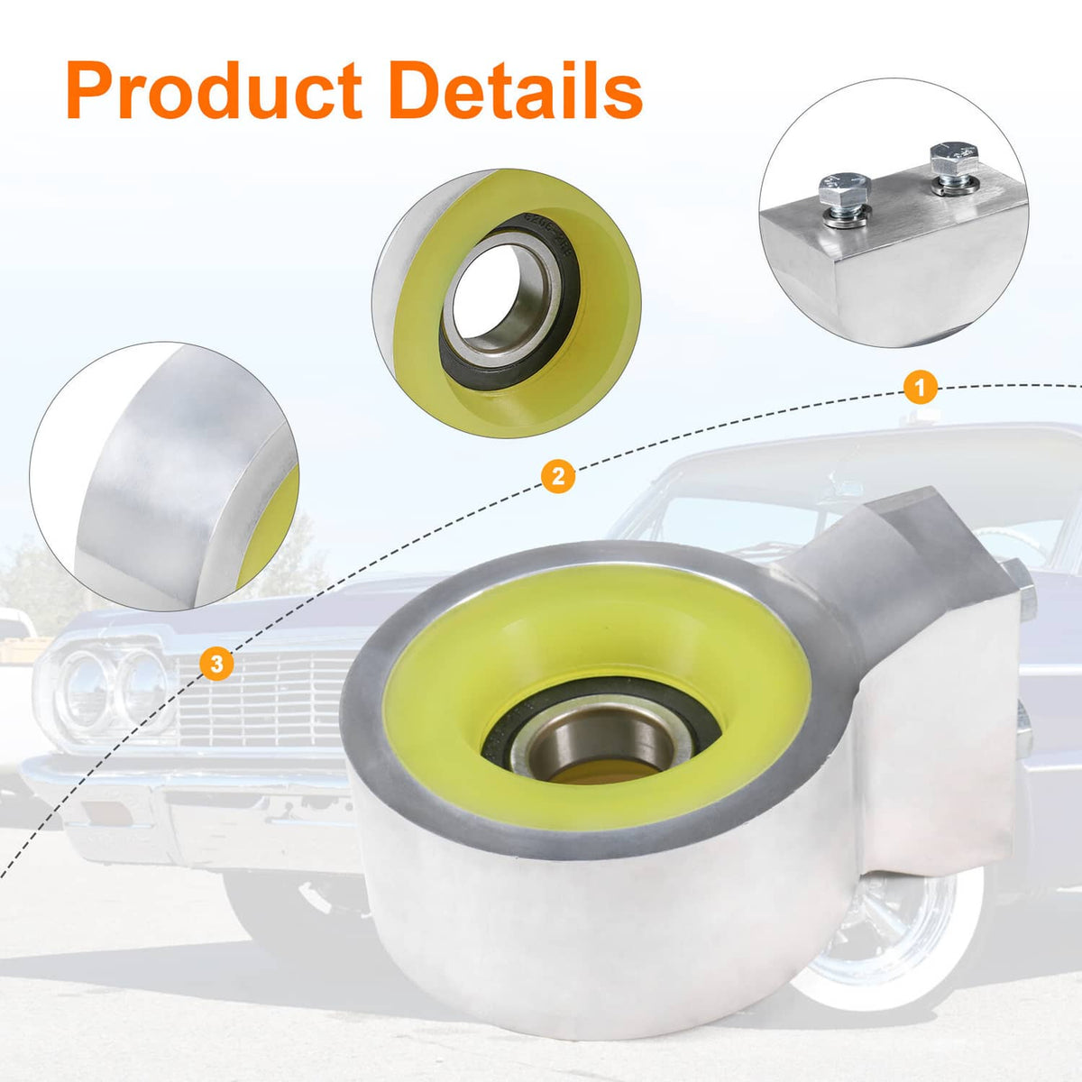 Solidspare Heavy Duty Aluminum Poly Driveshaft Carrier Bearing For 58-1964 Chevy Impala