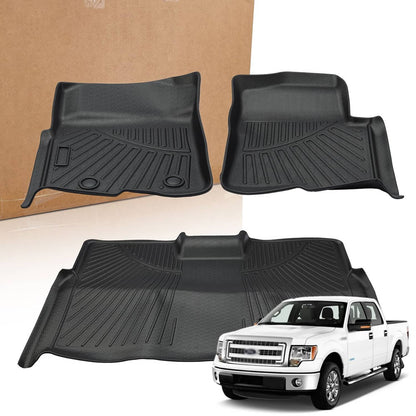 Solidspare Floor Mats Set fit for 2010-2014 Ford F-150 SuperCrew/Crew Cab with Bucket Seat