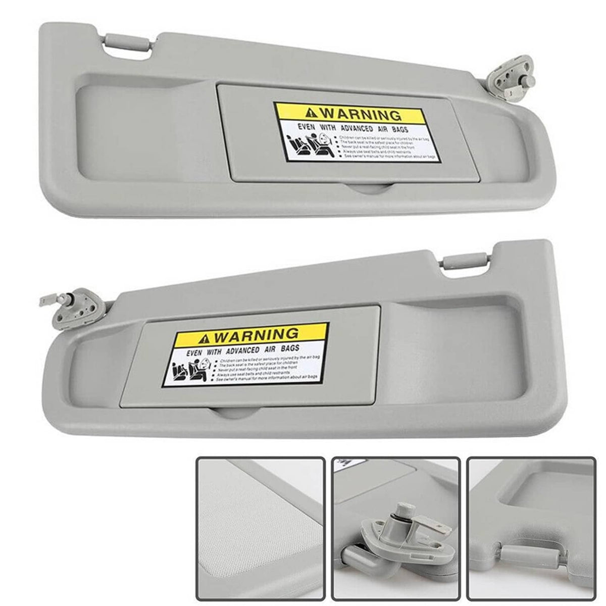 Solidspare New Sun Visor Light Gray Clear Gray Pair For 06-11 Honda Civic Left & Right Set