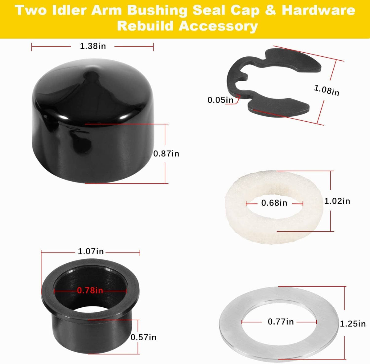 Solid Spare AM124509 Double Idler Arm Bushing Seal Cap & Hardware Rebuild Kit for John Deere
