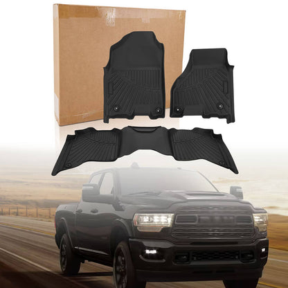 Solidspare TPE Rubber Floor Mats Liners All-Weather for 2019-2024 Ram 2500 3500 Crew Cab