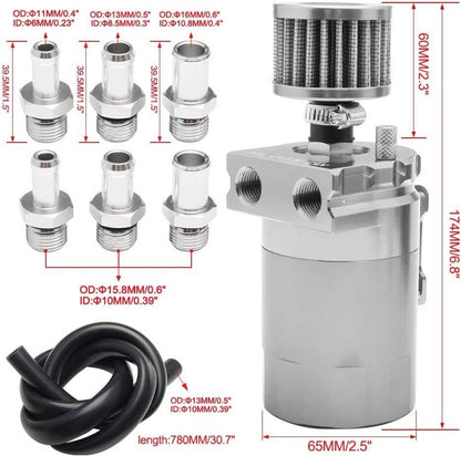 Solidspare Oil Catch Can Kit Reservoir Baffled Tank with Breather Filter Universal Aluminum