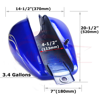 Solidspare Motorcycle CMX250C Blue  3.4 Gallons Fuel Gas Tank For Honda Rebel 250 1985-16