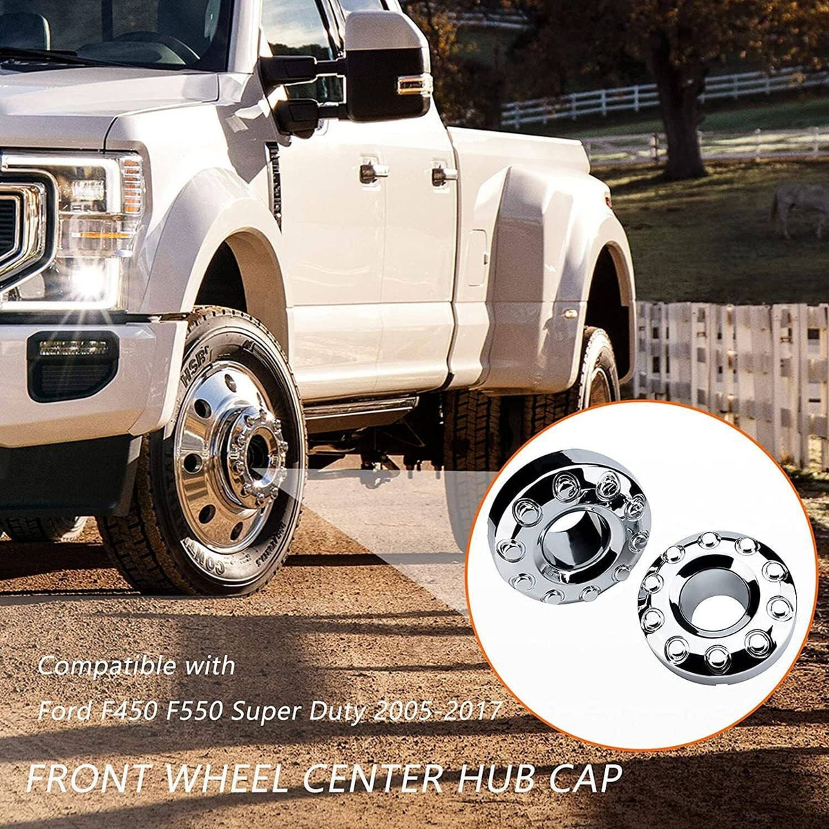 Solidspare 2Pcs Wheel Center Hub Caps Dually 10 Lug For 2005-2017 Ford F450 F550 Super Duty