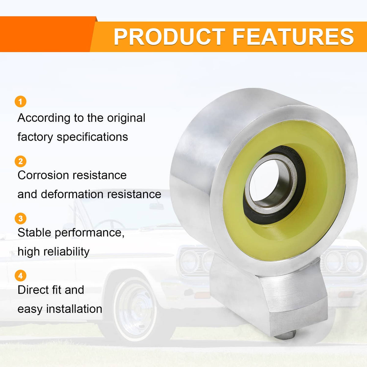 Solidspare Heavy Duty Aluminum Poly Driveshaft Carrier Bearing For 58-1964 Chevy Impala
