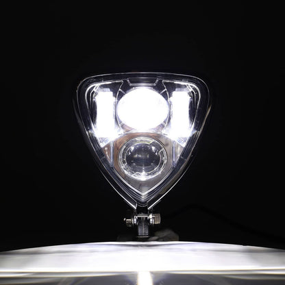 Solidspare LED Headlight Triangle Headlamp Assembly for Harley Chopper Bobber Cafe Racer