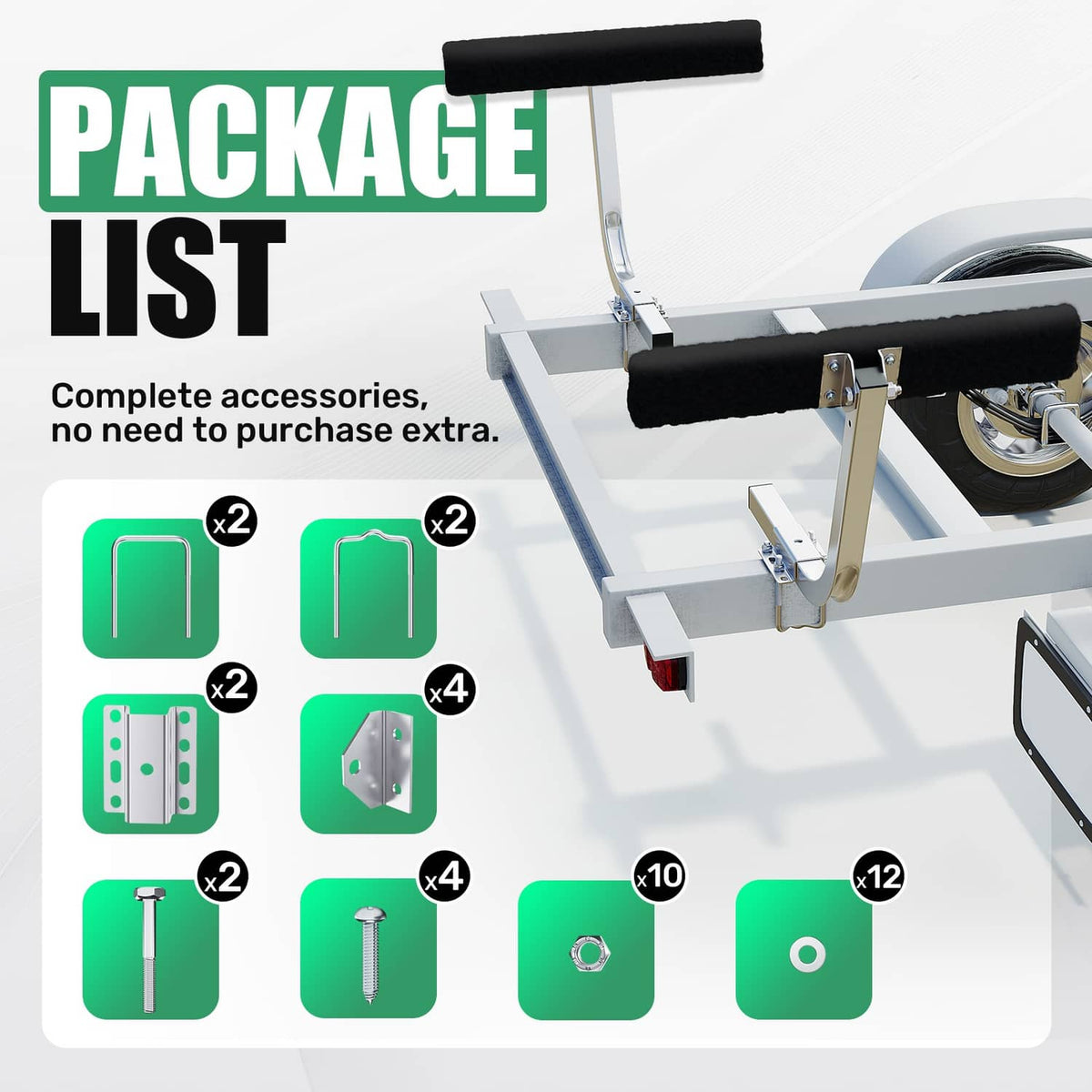 Solidspare 2 Side Boat Trailer Bunk Board Guide-On 75 degree 24" Carpeted Guides w/Hardware