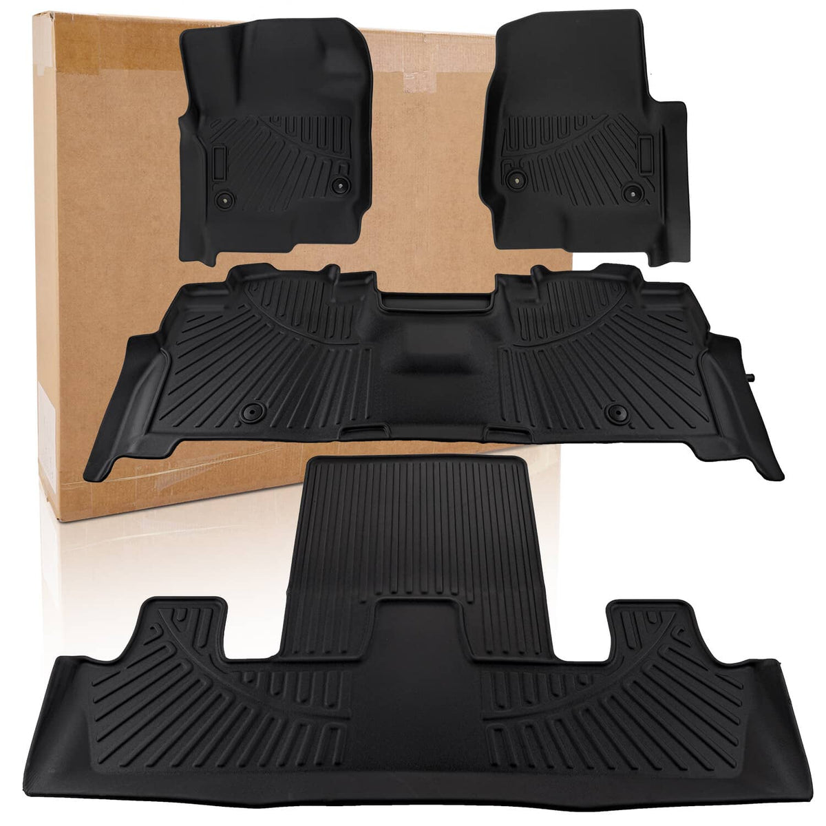 Solidspare Car Floor Mats TPE Liners Carpet For 2018-2025 Ford Expedition / Expedition Max