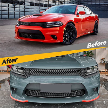 Solidspare Front Bumper Lip Splitter Trim Cover For 2015-2021 Dodge Charger SRT Scat Red
