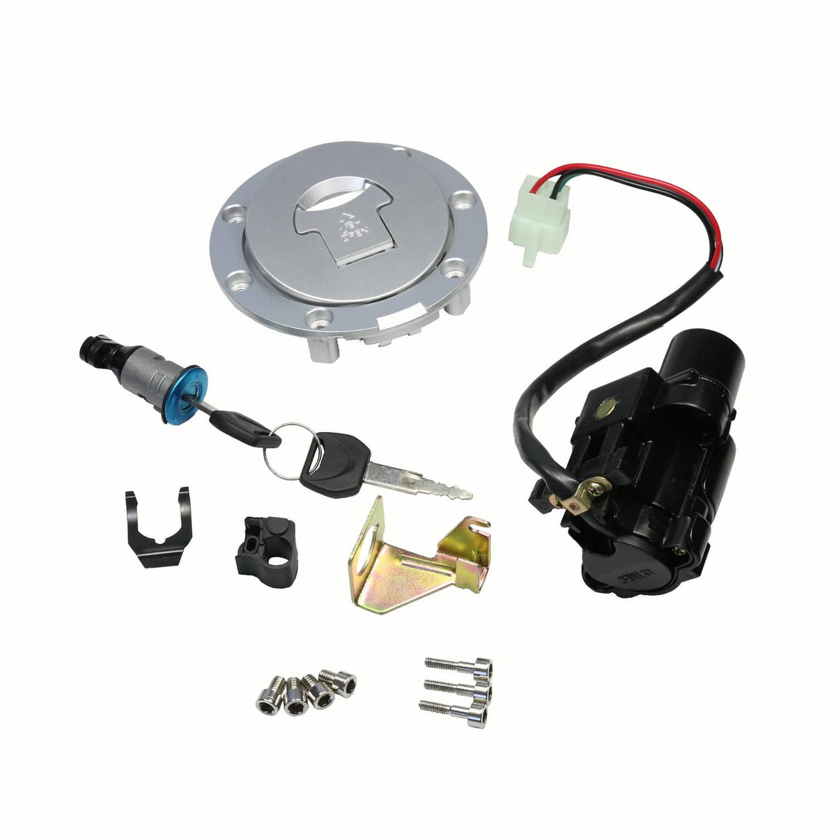 Solidspare Ignition Switch Lock Fuel Gas Cap Cover Set For Honda 2011-2013 CBR250R W/ Keys
