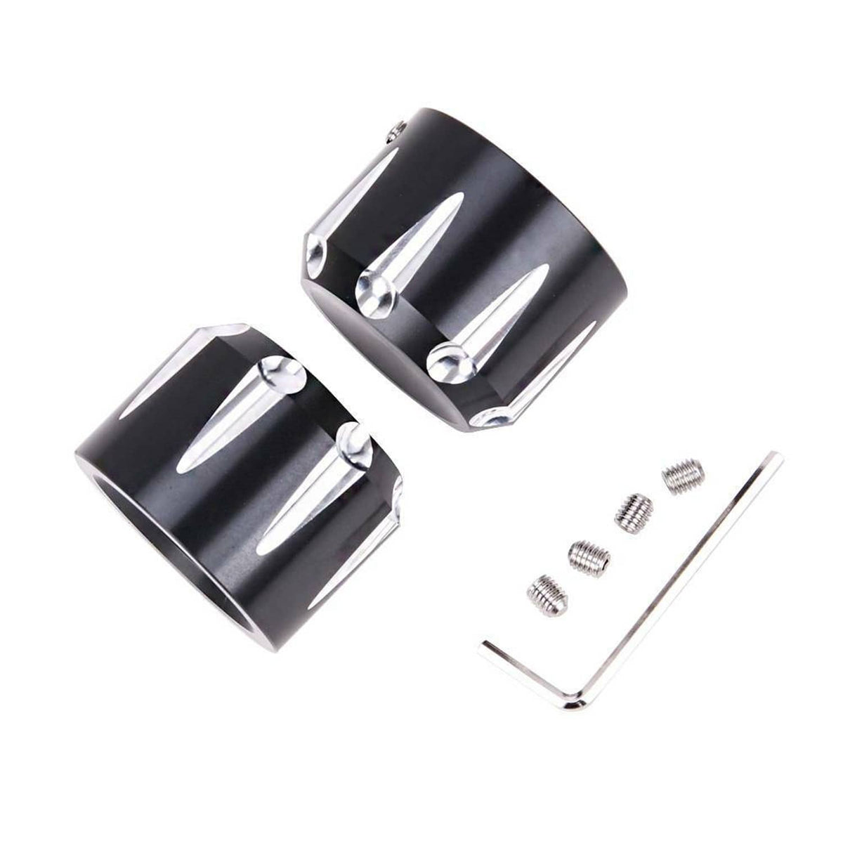 Solidspare Black Thick Cut Front Axle Cap Nut Covers For Harley Touring Road Glide King
