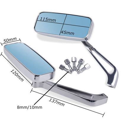 Solidspare Rectangle Chrome Rear-View Mirrors Fit For Harley Road Glide Touring Road King
