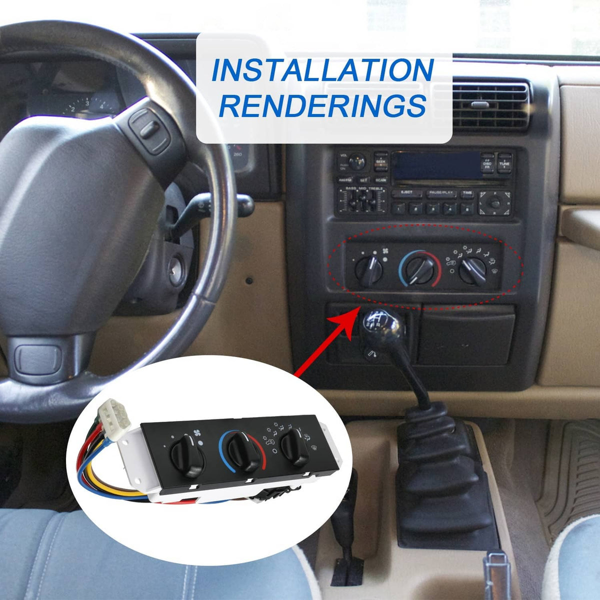 Solidspare A/C Heater Control Panel Switch For Jeep Wrangler TJ 1999-2004 Blower 55037473AB