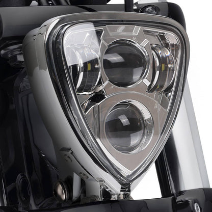 Solidspare Motorcycle Chrome Triangle Headlight Lamp Assembly For Harley Chopper Bobber