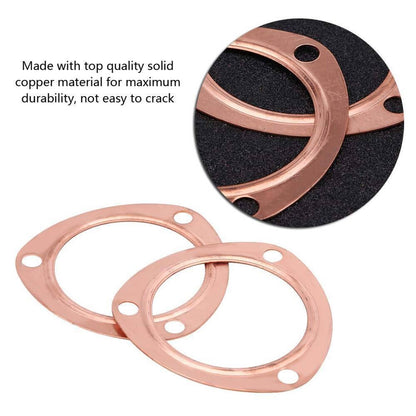 Solidspare New Set 3" Copper Header Exhaust Collector Gaskets Flanges 3 Bolt Universal