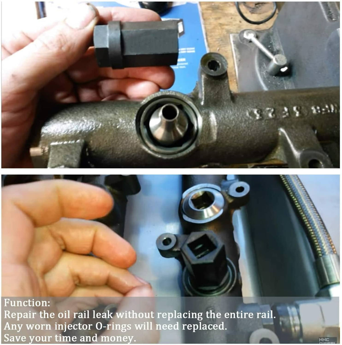 Solid Spare Nipple Cup Socket Kit 1/2" Drive Oil Rail Ball Tube Repair for 03-07 Ford 6.0L