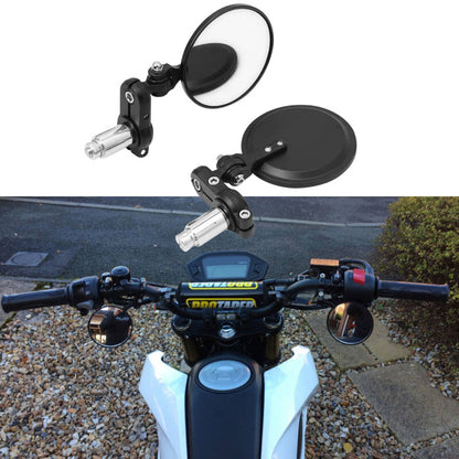 Solidspare Cafe Racer Black Round Motorcycle 7/8" End Bar Side Mirrors For Honda Suzuki