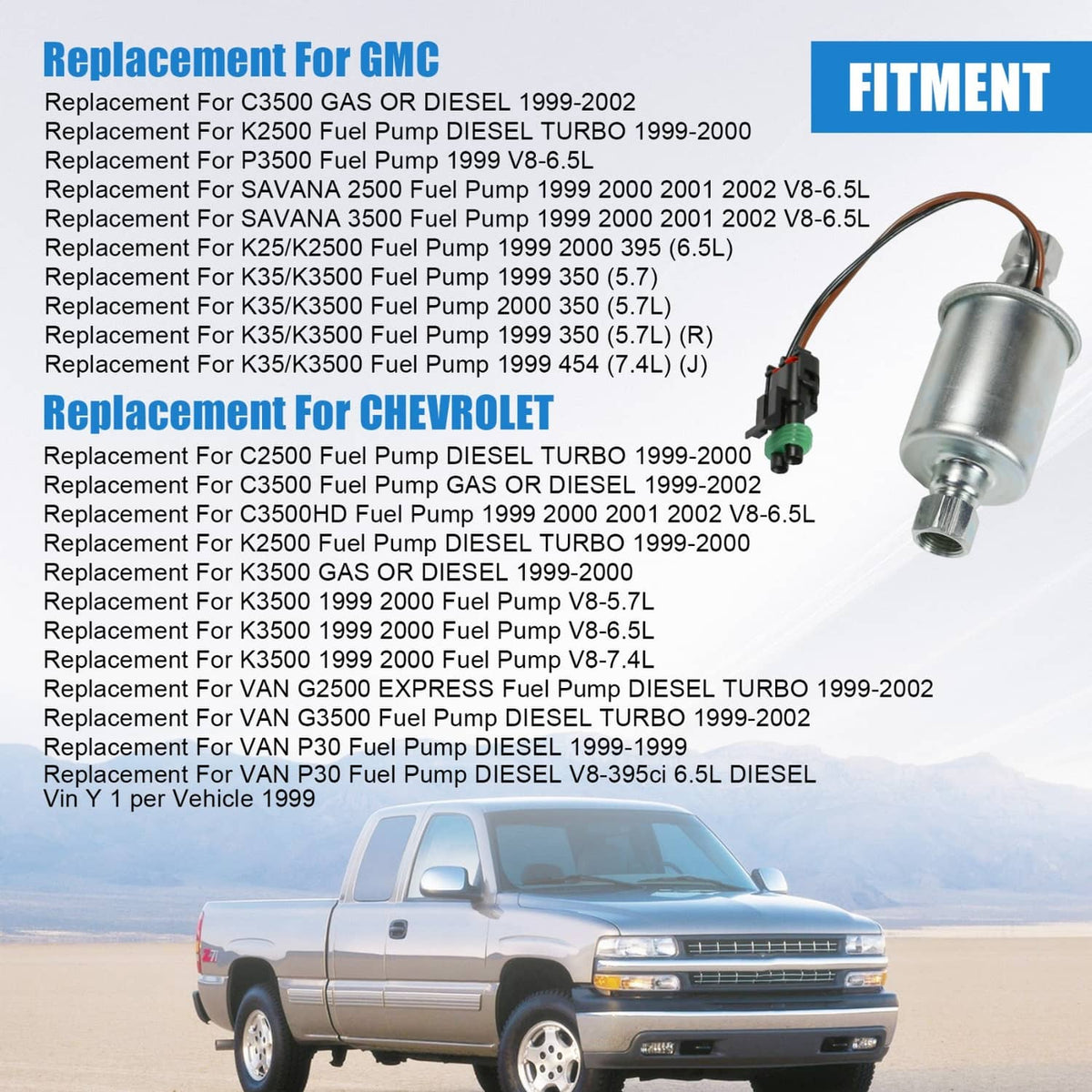 Solidspare Fuel Lift Pump Diesel E8413 For 1992-2002 Chevy GMC 6.5L C2500 K2500 K3500 G2500