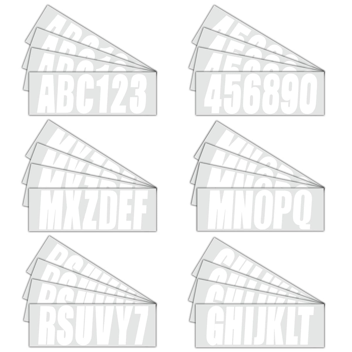 Solid Spare Boat Registration Identification Numbers Sticker Decals White 4Sets of A-Z & 0-9