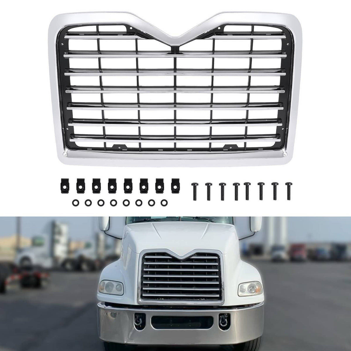 Solid Spare For Mack Vision CXU/CXN/CX CX600 2002-2016 Chrome Front Upper Grille Replacement