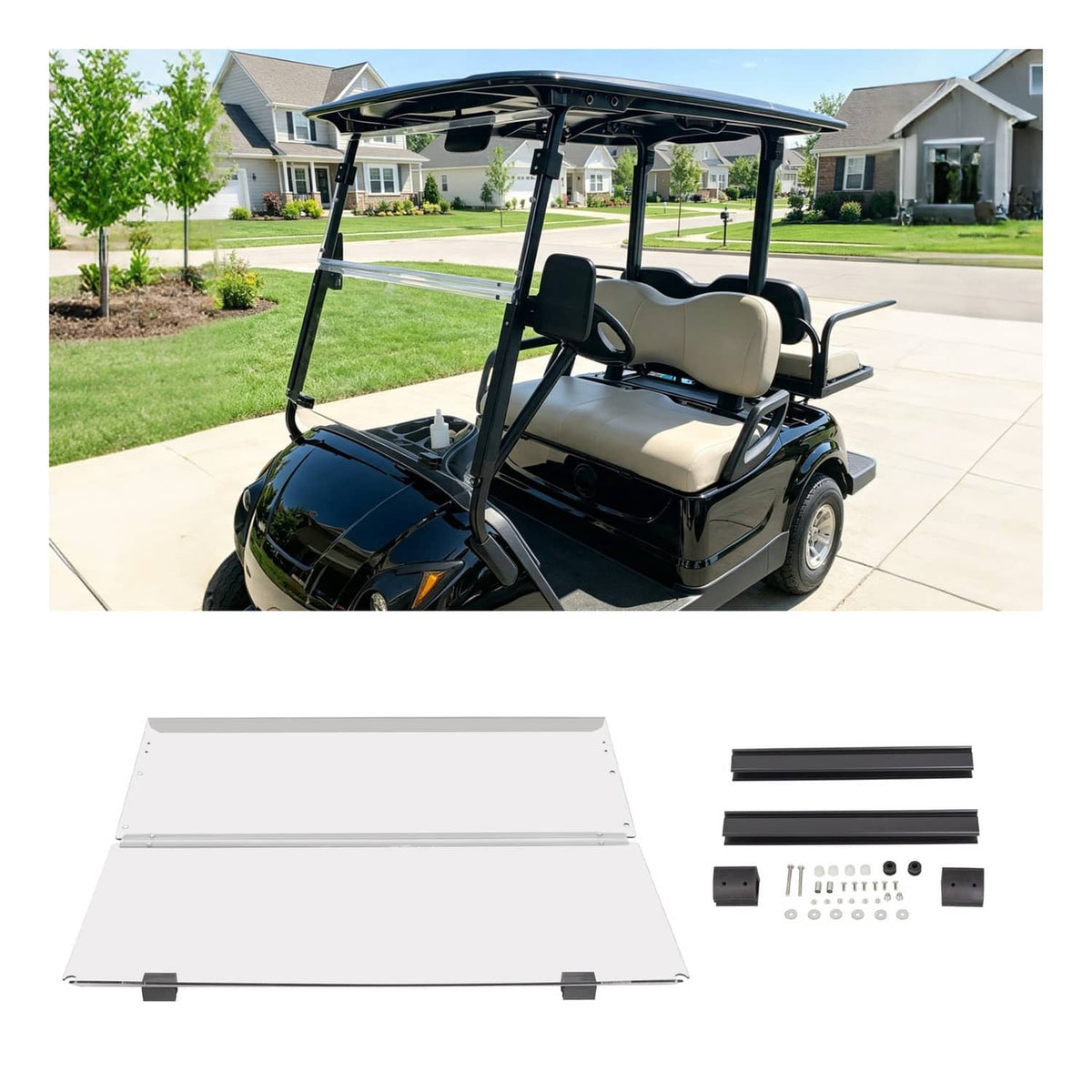 Solidspare For Yamaha G29 DRIVE 2007-2016 Clear Windshield Folding Golf Cart Windscreen